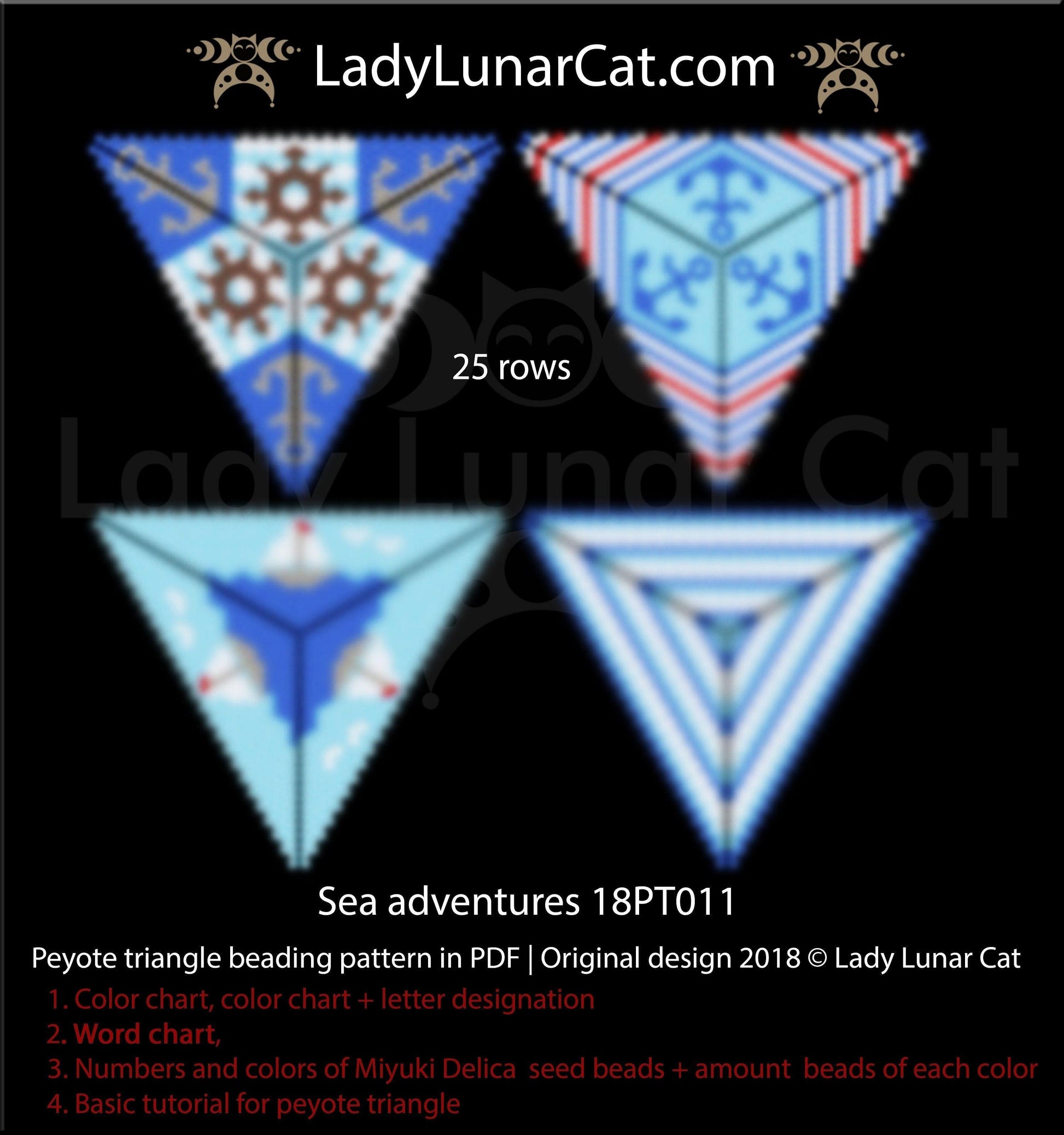 Peyote triangle pattern Sea adventures 18PT011 LadyLunarCat