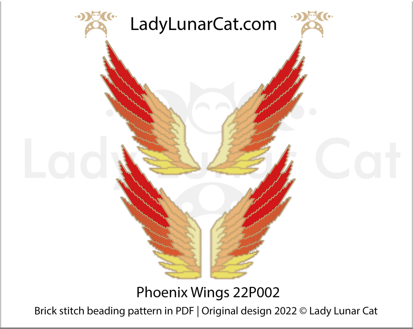 Brick stitch pattern for beading Phoenix Wings 22P002 LadyLunarCat