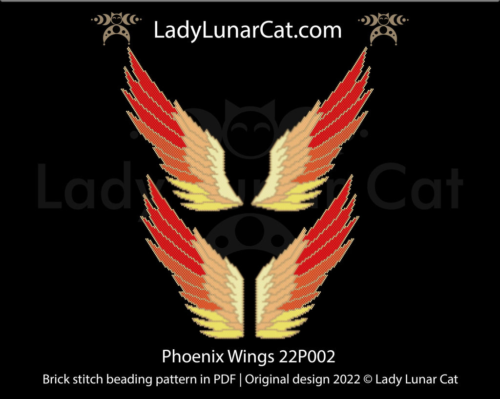 Brick stitch pattern for beading Phoenix Wings 22P002 LadyLunarCat