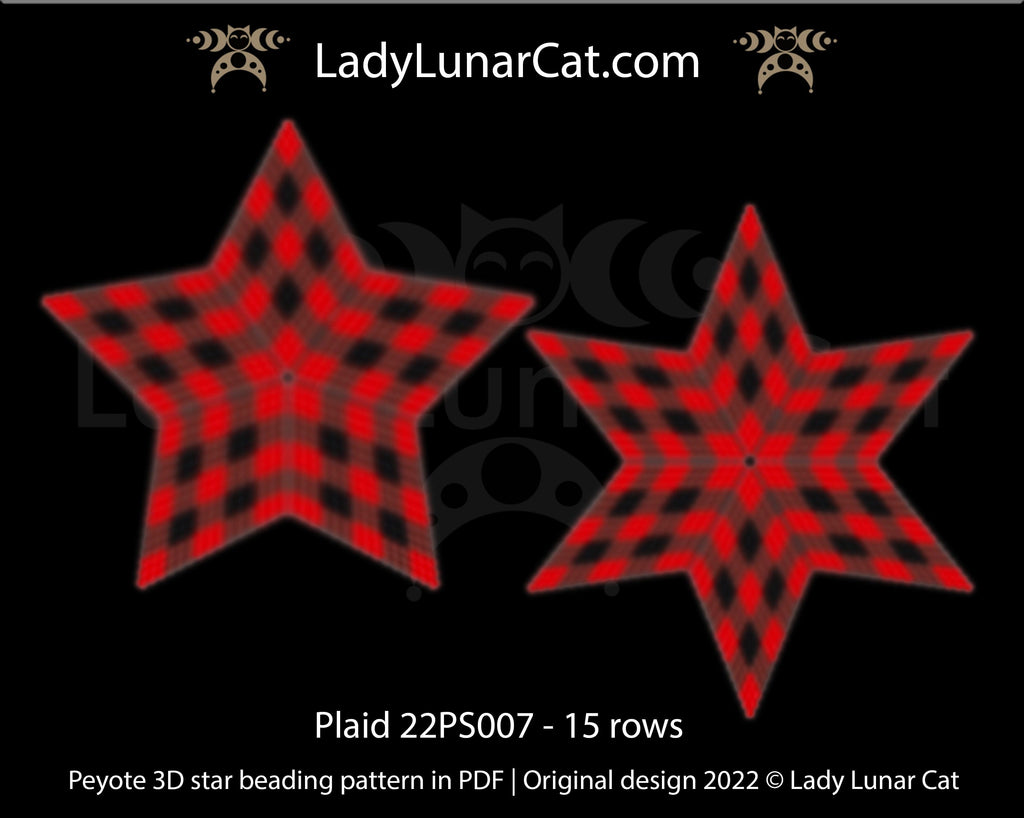 Peyote star pattern for beading - Plaid 22PS007 15 rows LadyLunarCat