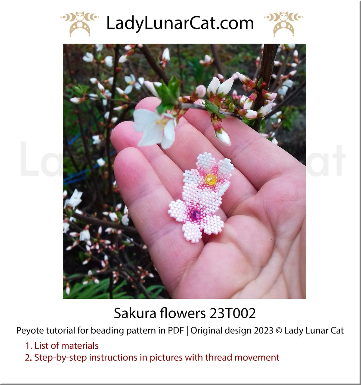 Sakura cherry blossom earring lifestyle - spring handmade jewelry worn LadyLunarCat