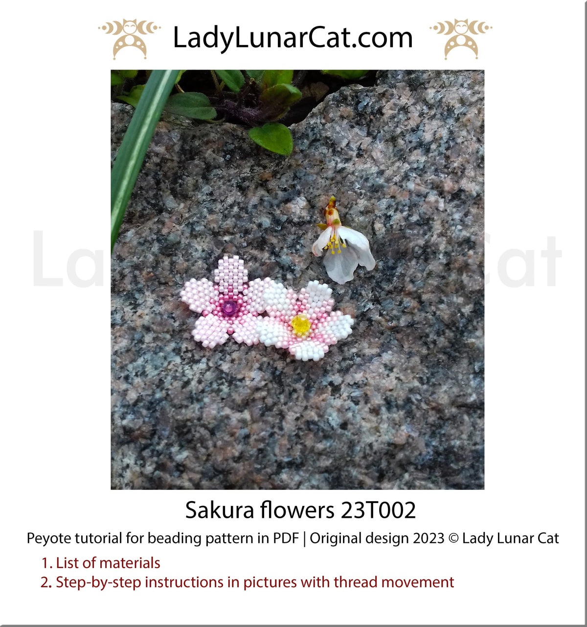 Sakura beaded earring colorway comparison - 3 and 4 color versions LadyLunarCat