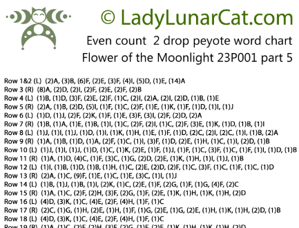 Flower of the Moonlight pattern chart preview - word chart bead legend PDF LadyLunarCat