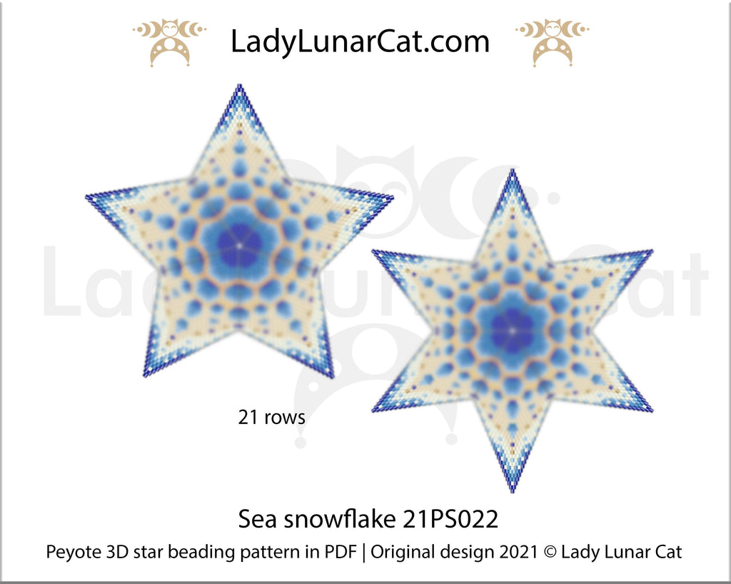Beaded star pattern for beading- Sea snowflake 21PS022 21 rows LadyLunarCat