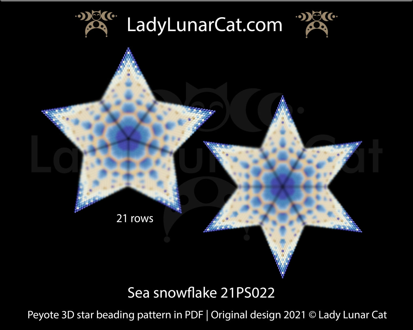 Beaded star pattern for beading- Sea snowflake 21PS022 21 rows LadyLunarCat