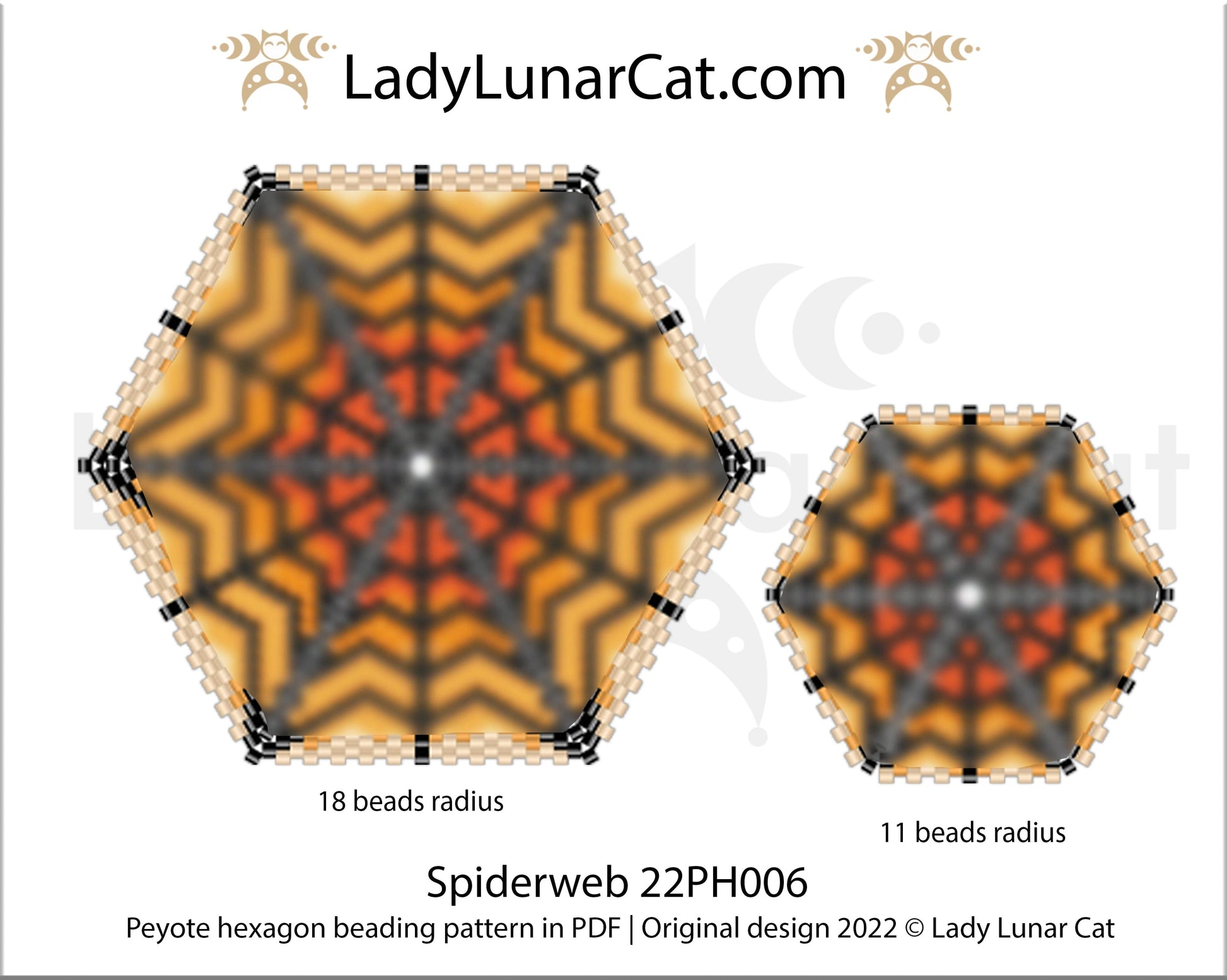 Peyote hexagon pattern for beading Spiderweb 22PH006 LadyLunarCat