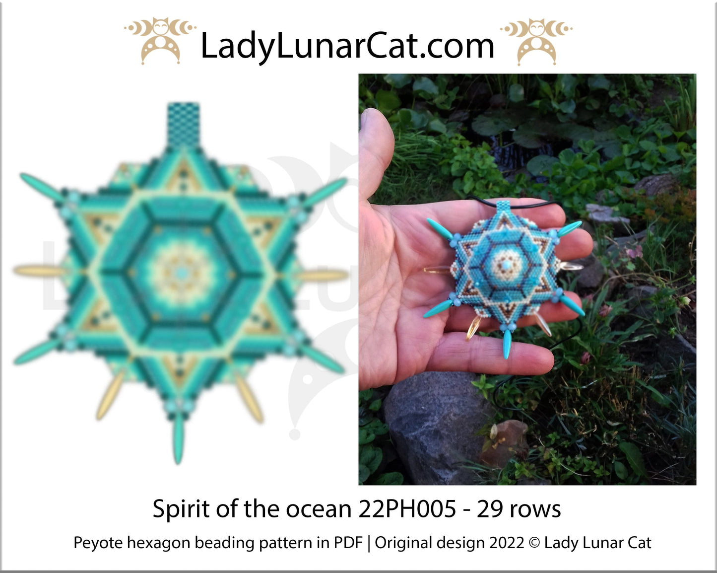 Peyote hexagon pattern for beading Spirit of the ocean 22PH005 LadyLunarCat