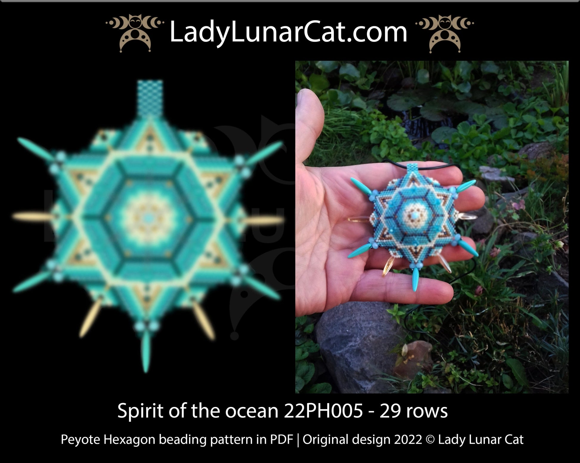 Peyote hexagon pattern for beading Spirit of the ocean 22PH005 LadyLunarCat