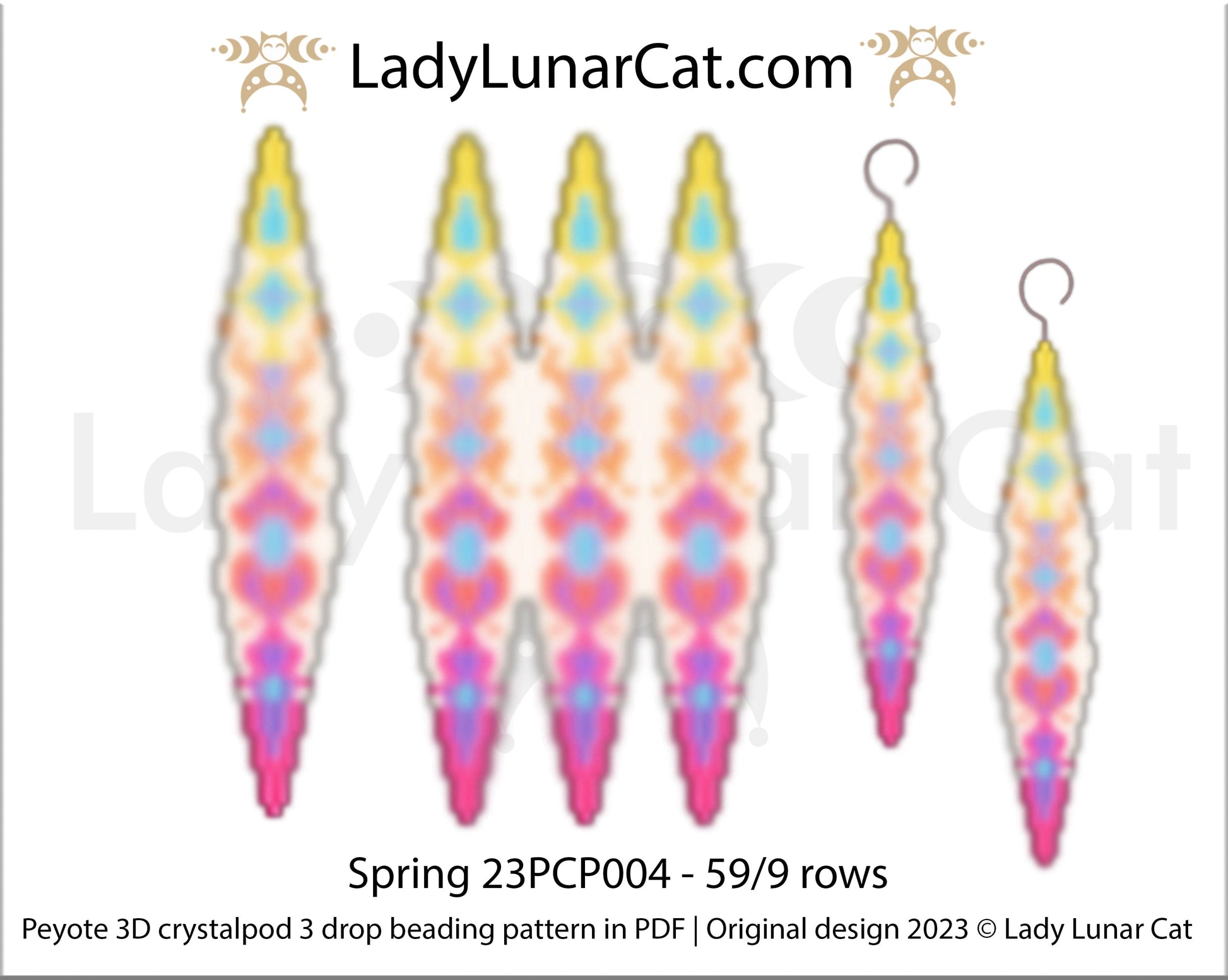 Peyote 3drop pod pattern or crystalpod pattern for beading Spring 23PCP004 LadyLunarCat