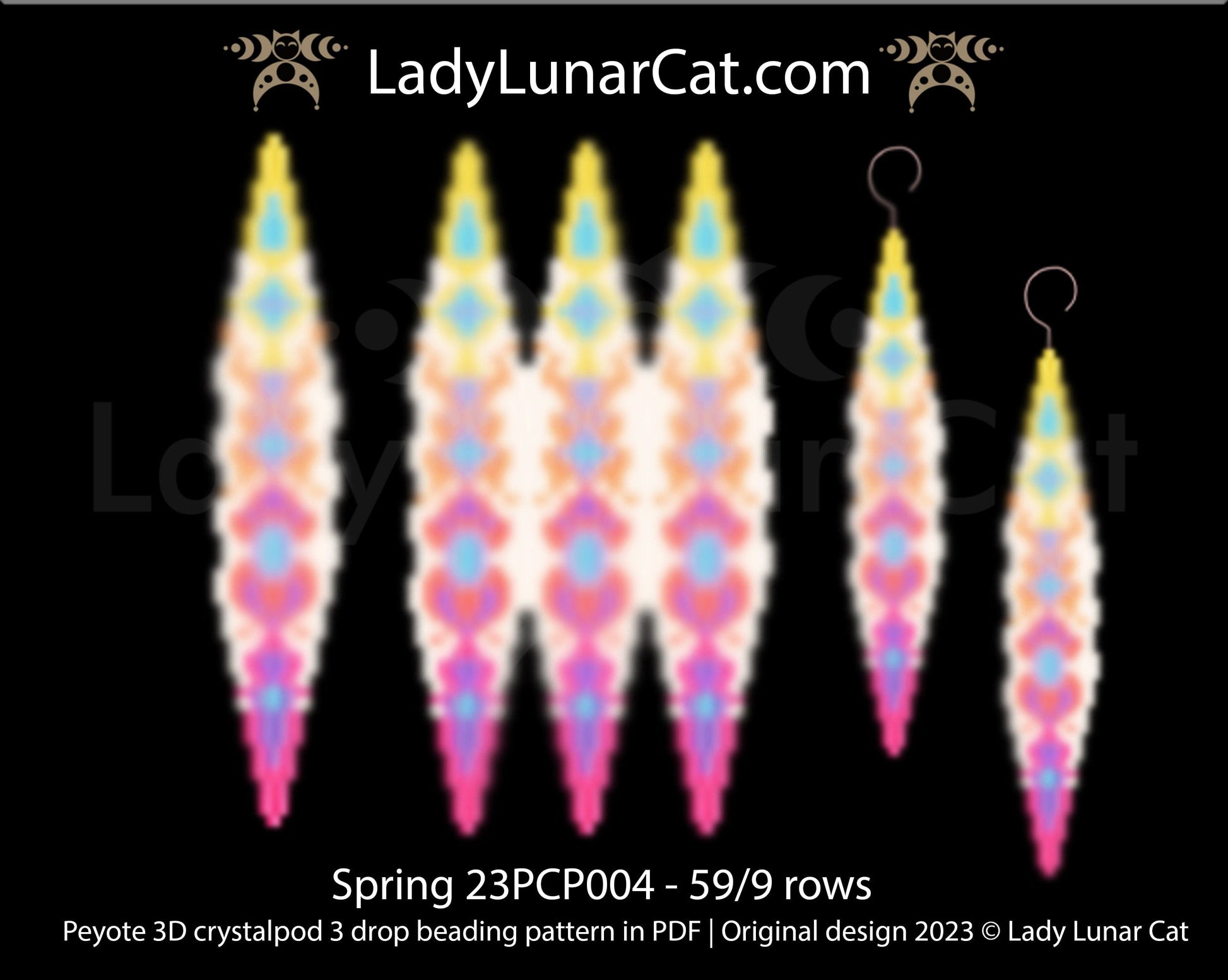 Peyote 3drop pod pattern or crystalpod pattern for beading Spring 23PCP004 LadyLunarCat