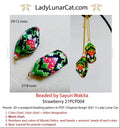 Strawberry crystalpod pattern by Lady Lunar Cat — 2 sizes cottagecore summer earrings pendant beading PDF 21PCP004