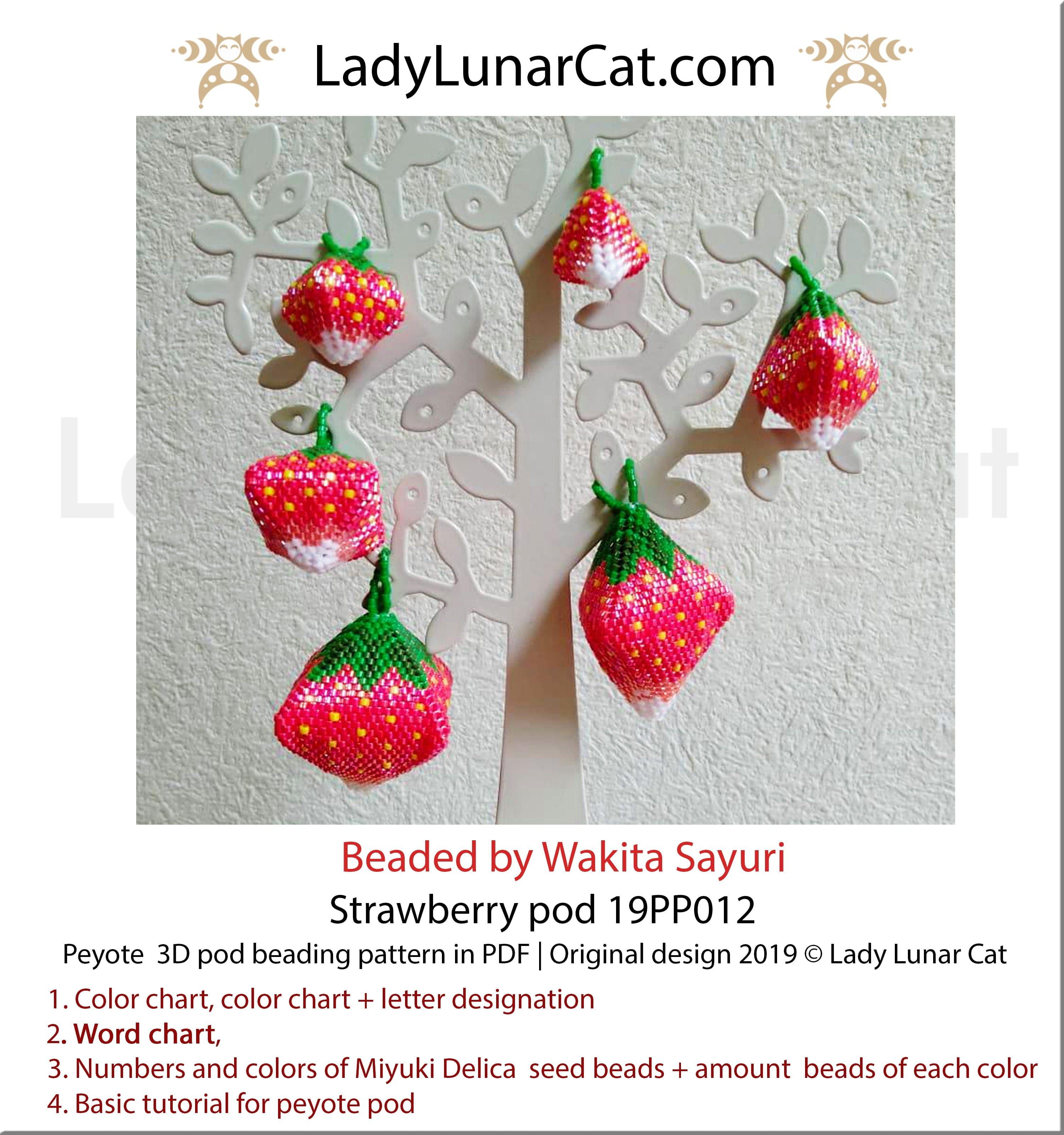 Beading pattern for 3d peyote pod Strawberry 19PP012 by Lady