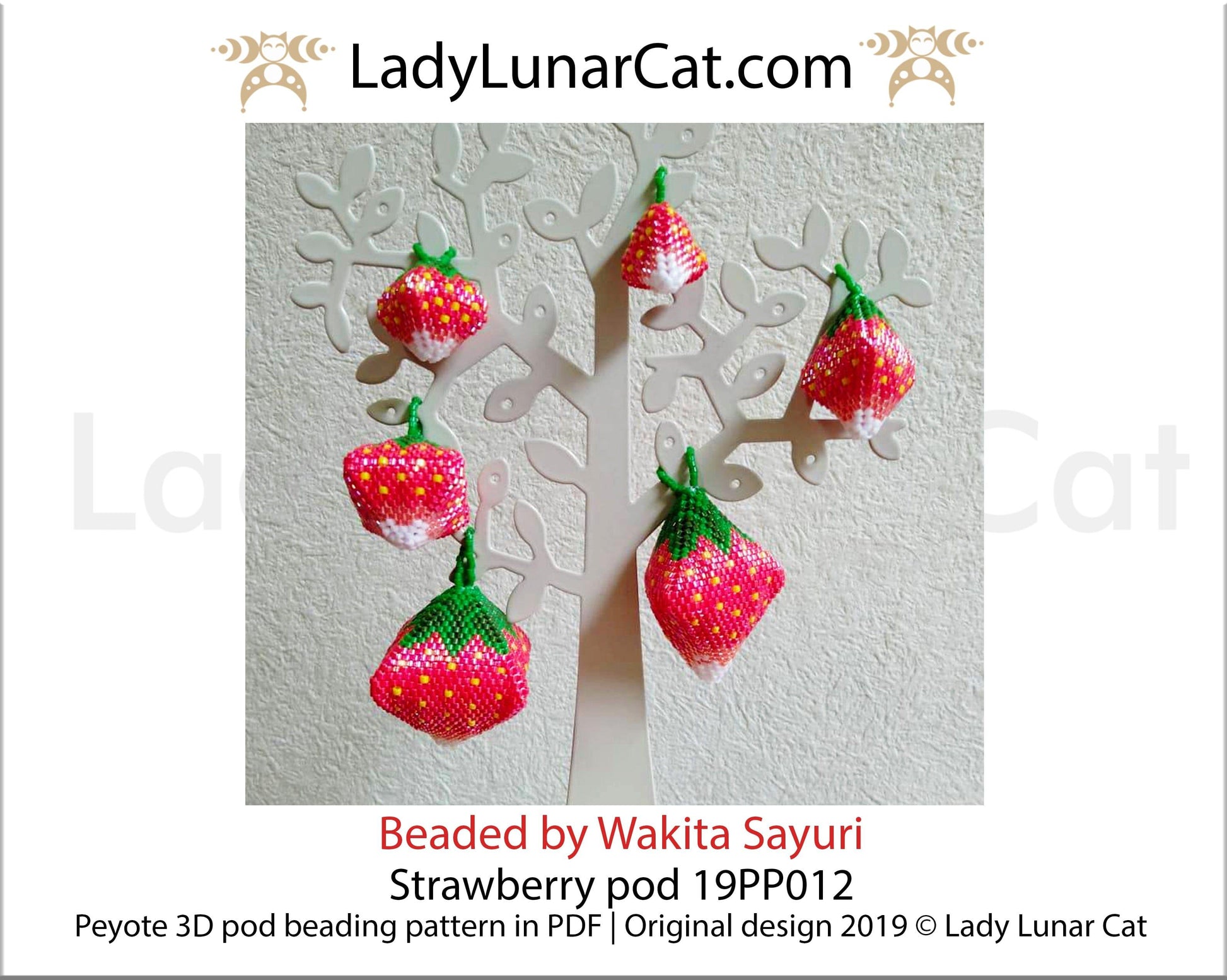 Beading pattern for 3d peyote pod Strawberry 19PP012 LadyLunarCat