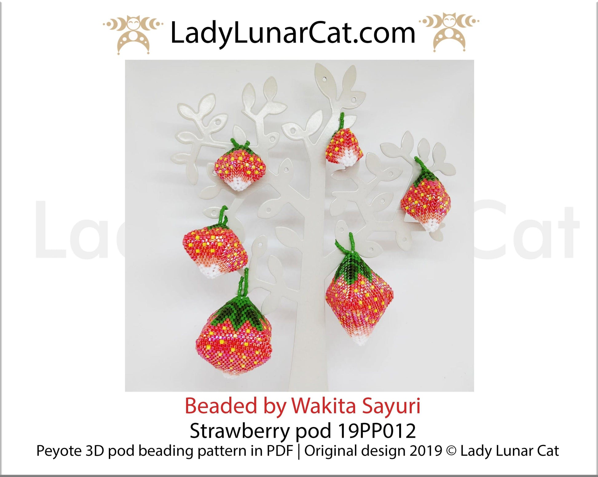 Beading pattern for 3d peyote pod Strawberry 19PP012 LadyLunarCat
