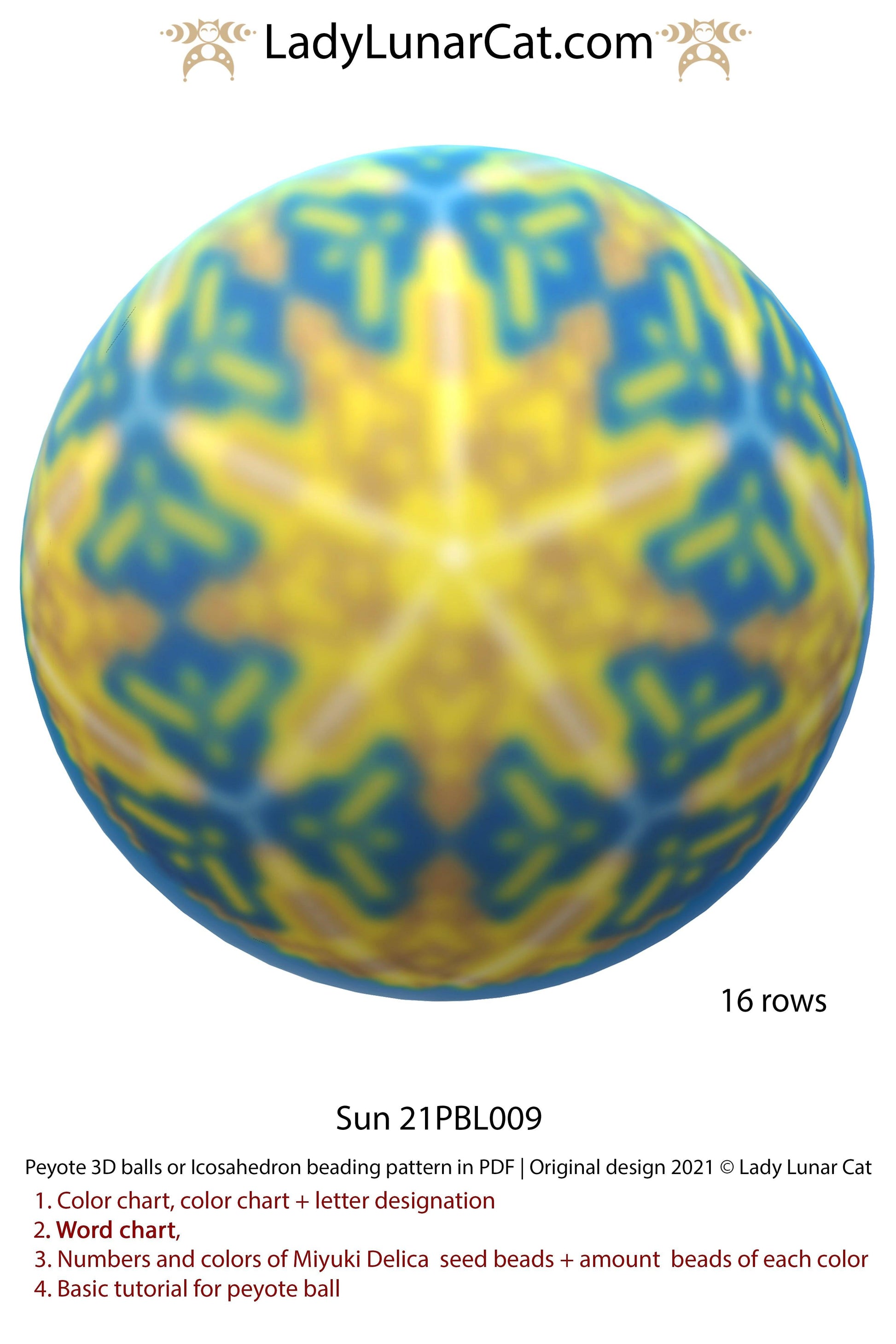 Peyote 3d ball pattern for beading  Sun 21PBL009 16 rows LadyLunarCat