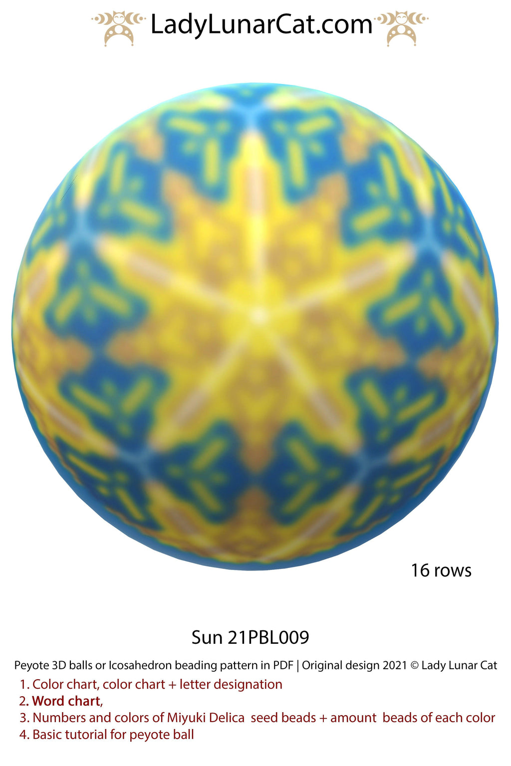 Peyote 3d ball pattern for beading  Sun 21PBL009 16 rows LadyLunarCat