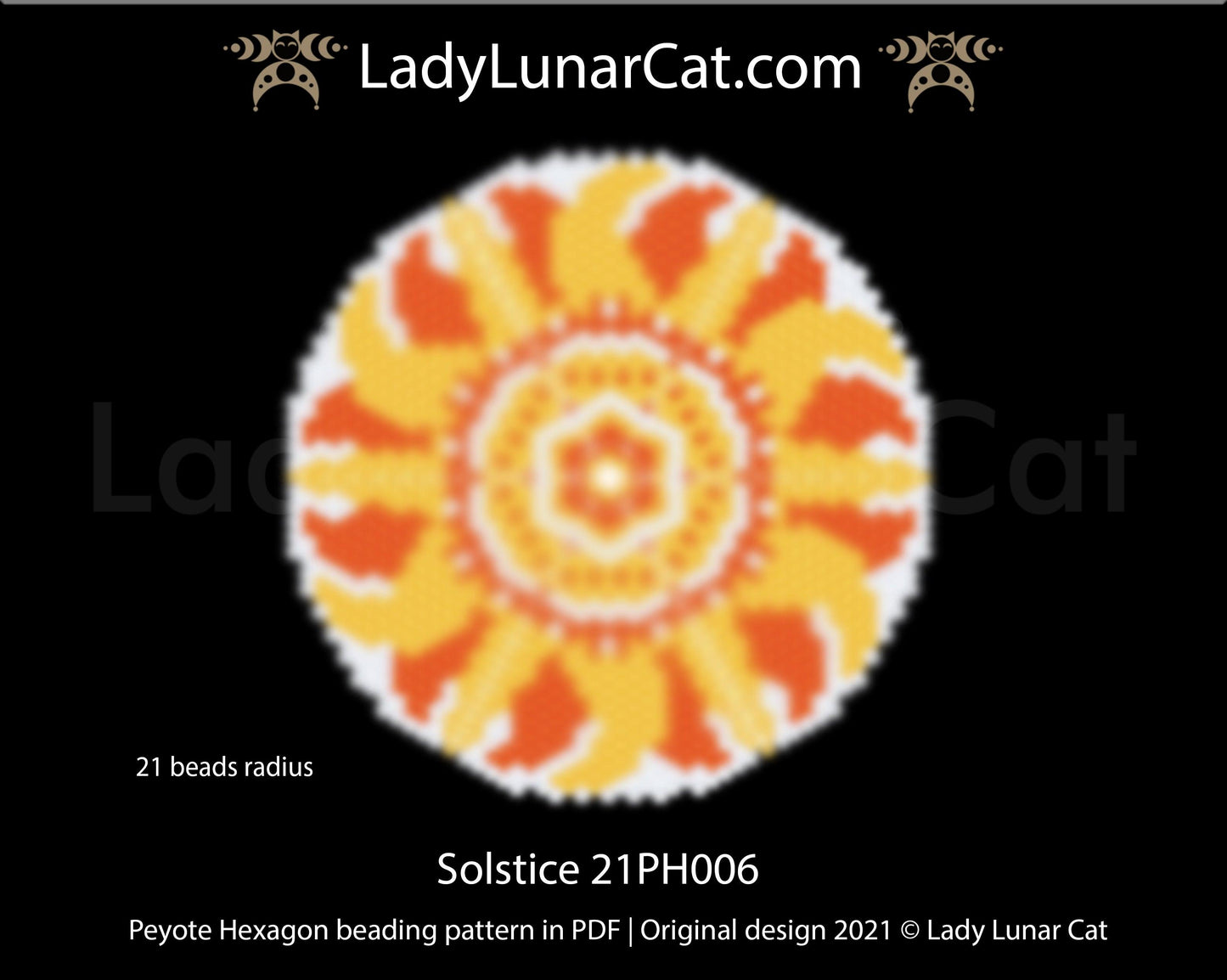 Peyote hexagon pattern for beading Solstice 21PH006 LadyLunarCat