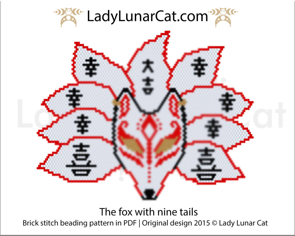 Brick stitch pattern for beading The fox with nine tails LadyLunarCat