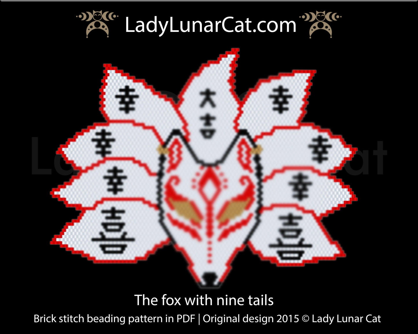 Brick stitch pattern for beading The fox with nine tails LadyLunarCat