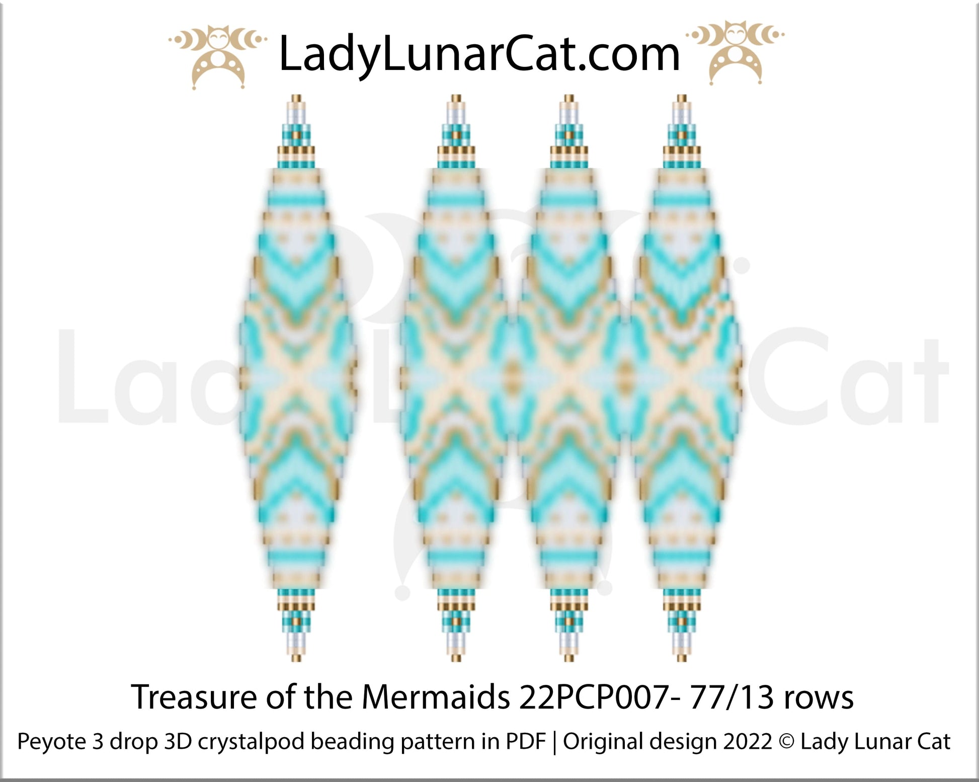 3drop pod pattern or crystalpod pattern for beading Treasure of the Mermaids 22PCP007 LadyLunarCat