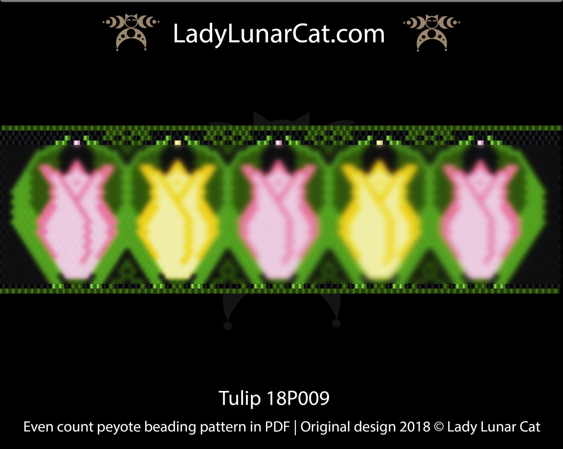 Even count peyote bracelet pattern Tulip 18P009 LadyLunarCat
