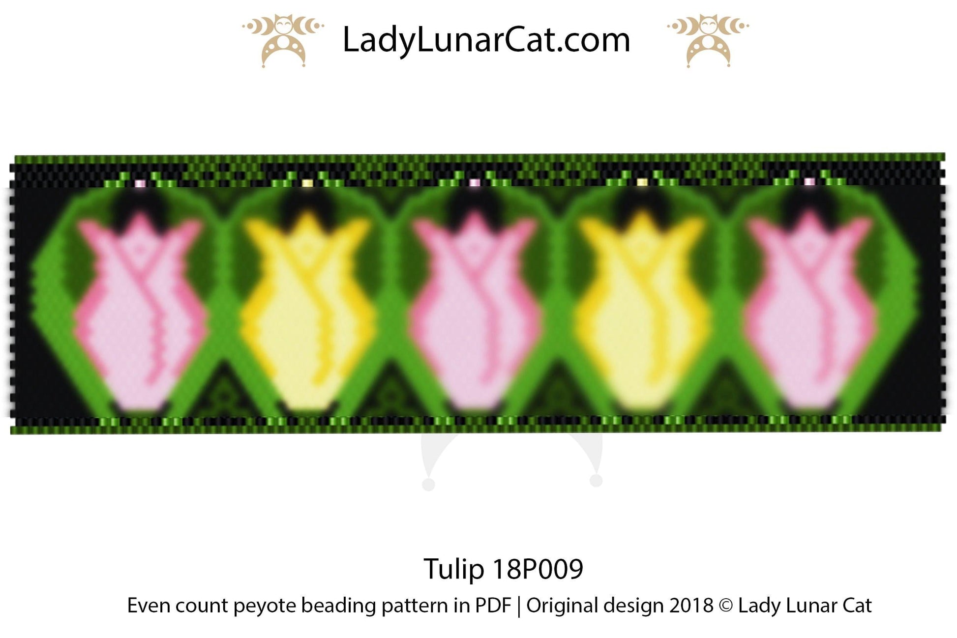 Even count peyote bracelet pattern Tulip 18P009 LadyLunarCat