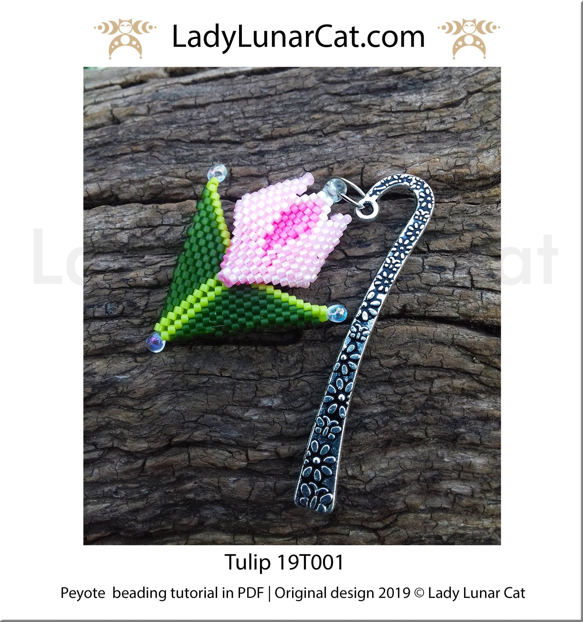 Beading tutorial for Peyote stitch  Tulip flower 19T001 LadyLunarCat
