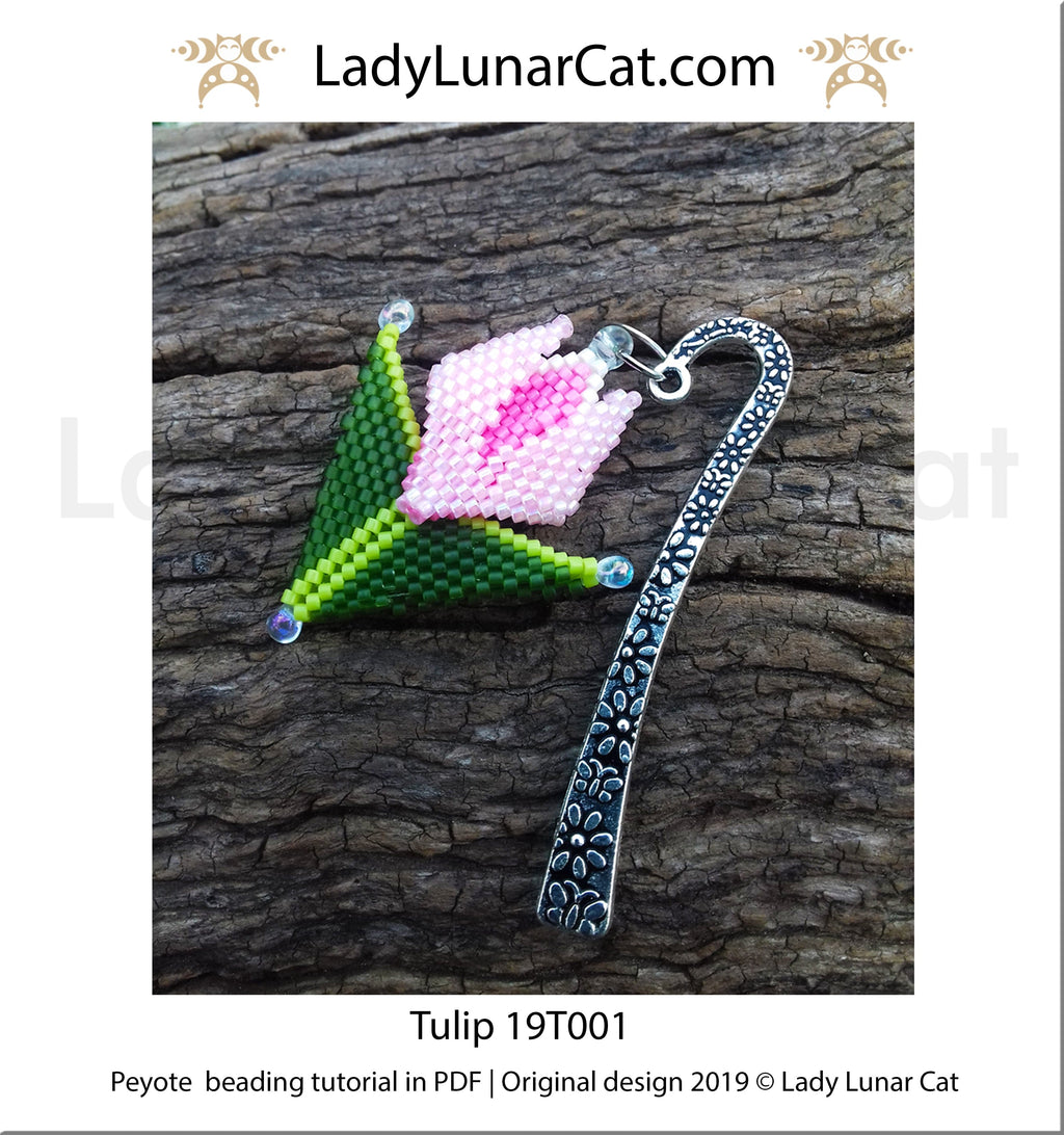 Beading tutorial for Peyote stitch  Tulip flower 19T001 LadyLunarCat