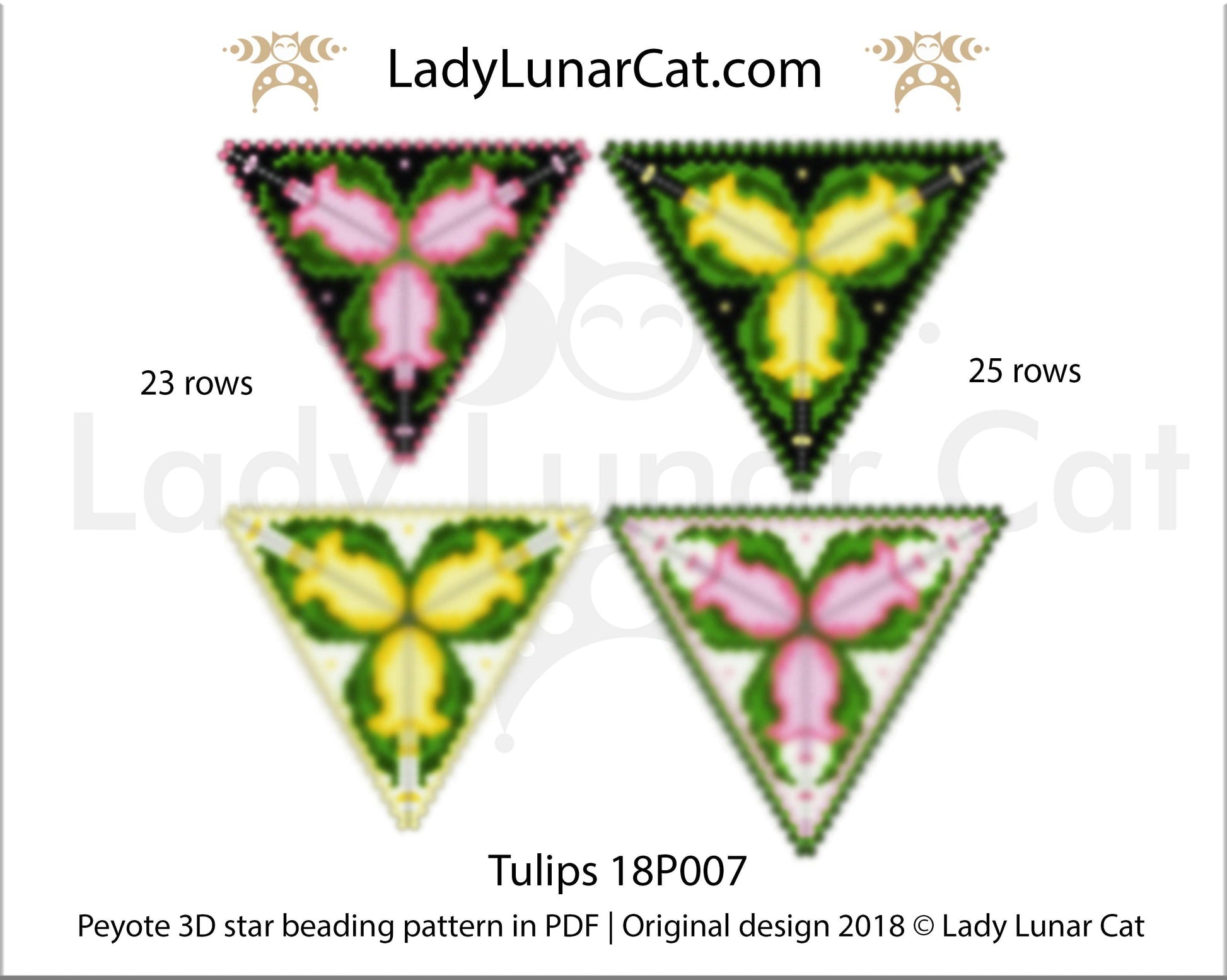 Peyote triangle pattern  Tulips 18P007 LadyLunarCat