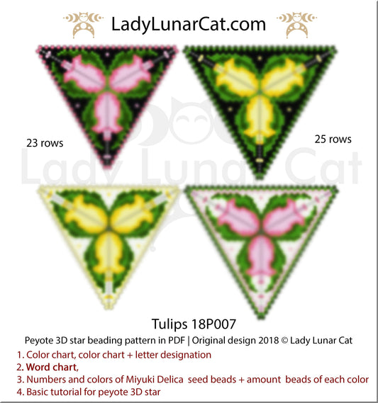 Peyote triangle pattern  Tulips 18P007 LadyLunarCat