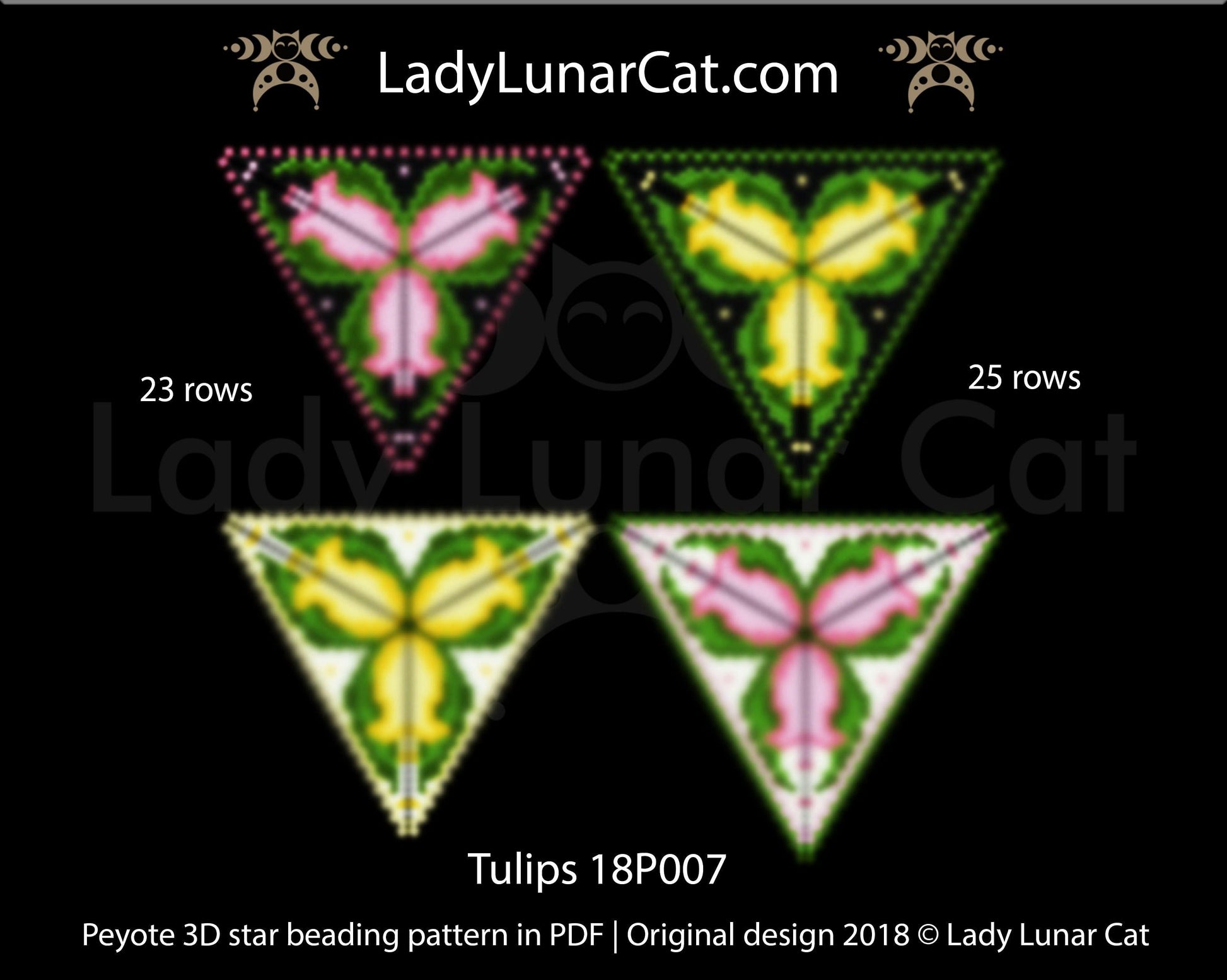 Peyote triangle pattern  Tulips 18P007 LadyLunarCat