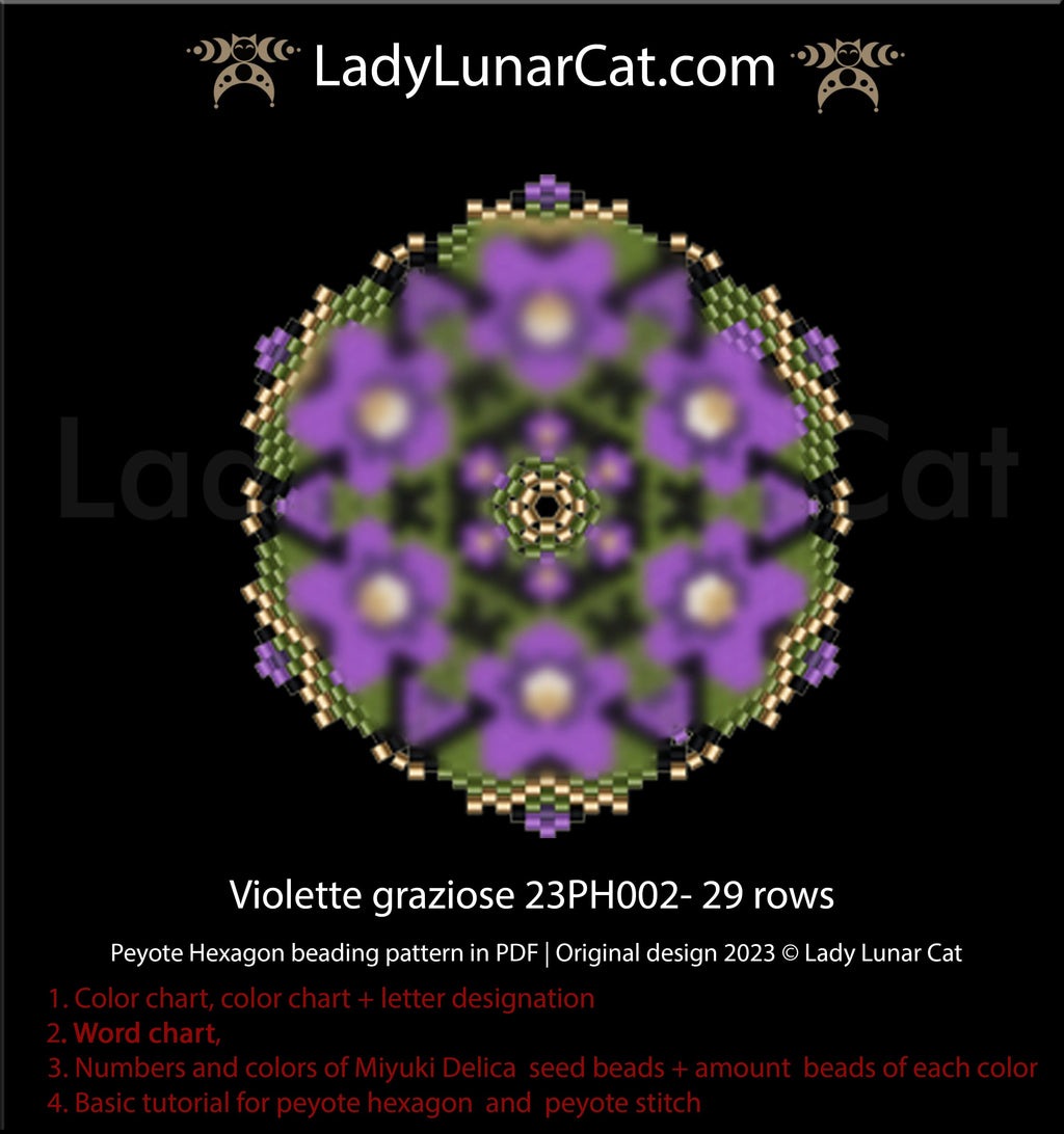 Copy of Peyote hexagon pattern for beading Spiderweb 22PH006 LadyLunarCat
