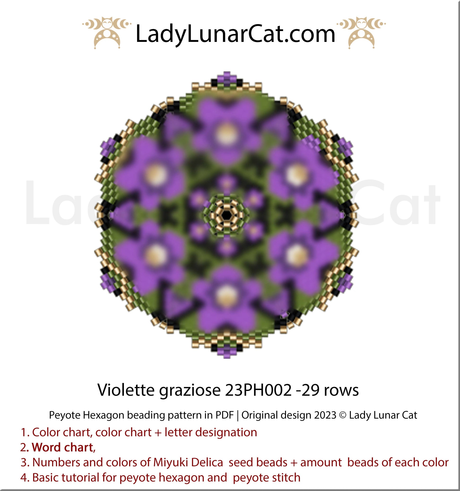 Copy of Peyote hexagon pattern for beading Spiderweb 22PH006 LadyLunarCat