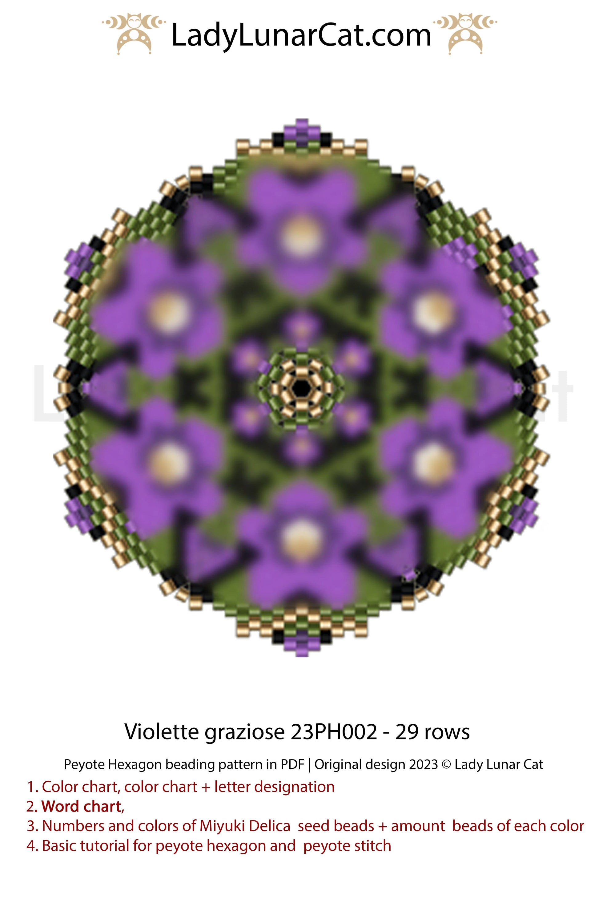 Copy of Peyote hexagon pattern for beading Spiderweb 22PH006 LadyLunarCat