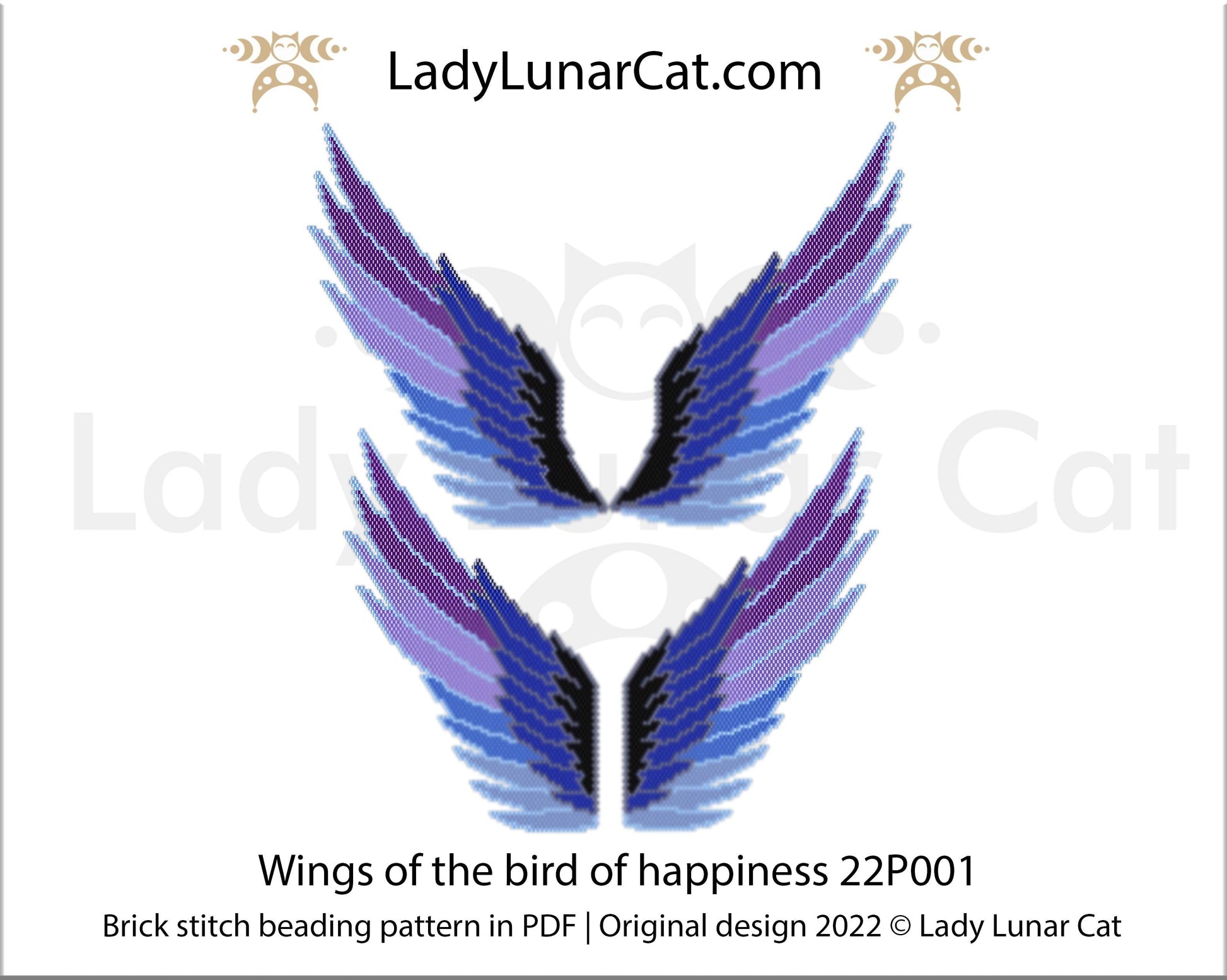 Brick stitch pattern for beading Wings of the bird of happiness 22P001 LadyLunarCat