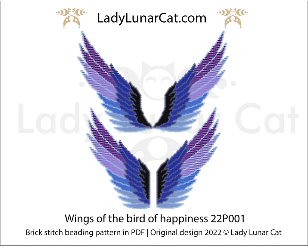 Brick stitch pattern for beading Wings of the bird of happiness 22P001 LadyLunarCat