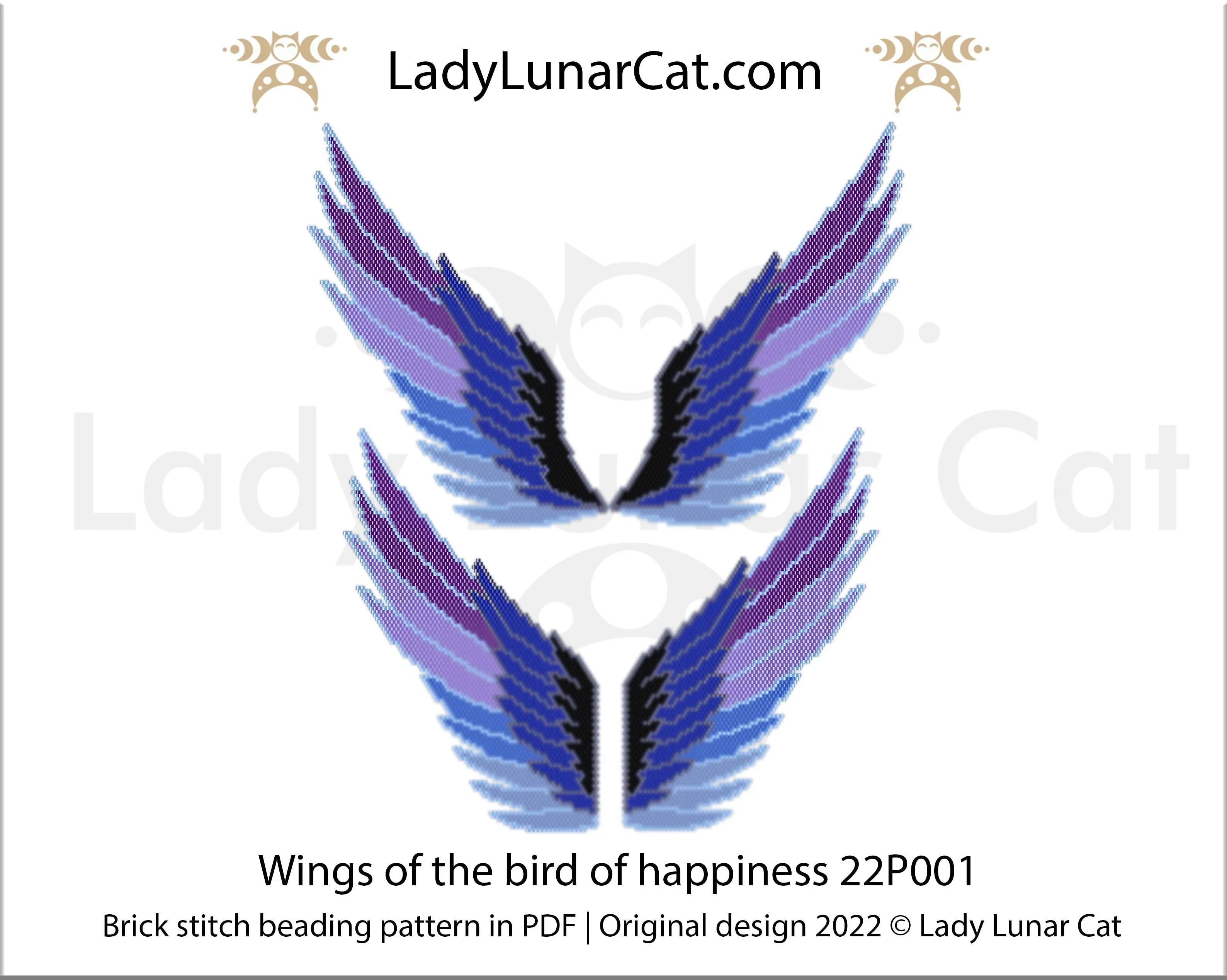 Brick stitch bird of happiness wings — 14-page PDF, lucky charm, instant download