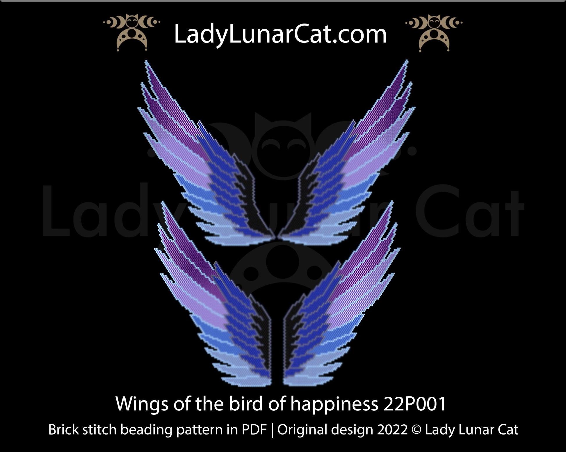 Brick stitch pattern for beading Wings of the bird of happiness 22P001 LadyLunarCat
