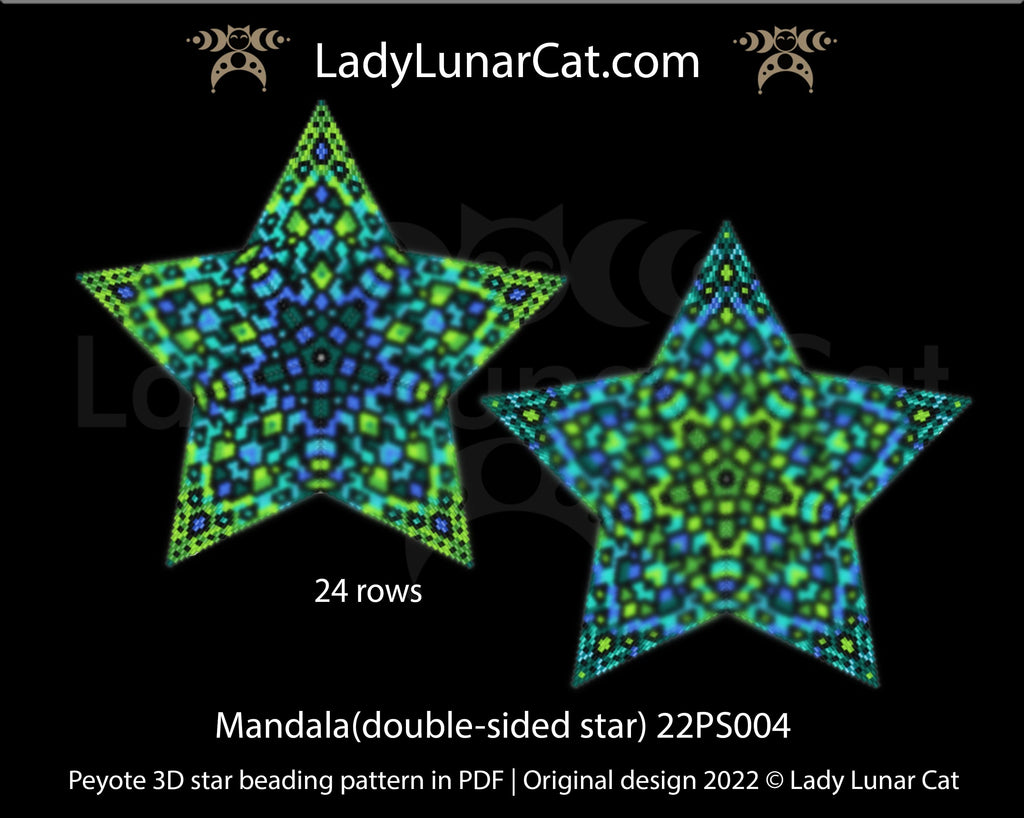 Peyote star pattern for beading - Mandala 22PS004 24 rows LadyLunarCat