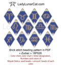 Zodiac brick stitch earrings pattern PDF by Lady Lunar Cat — astrology 18P026