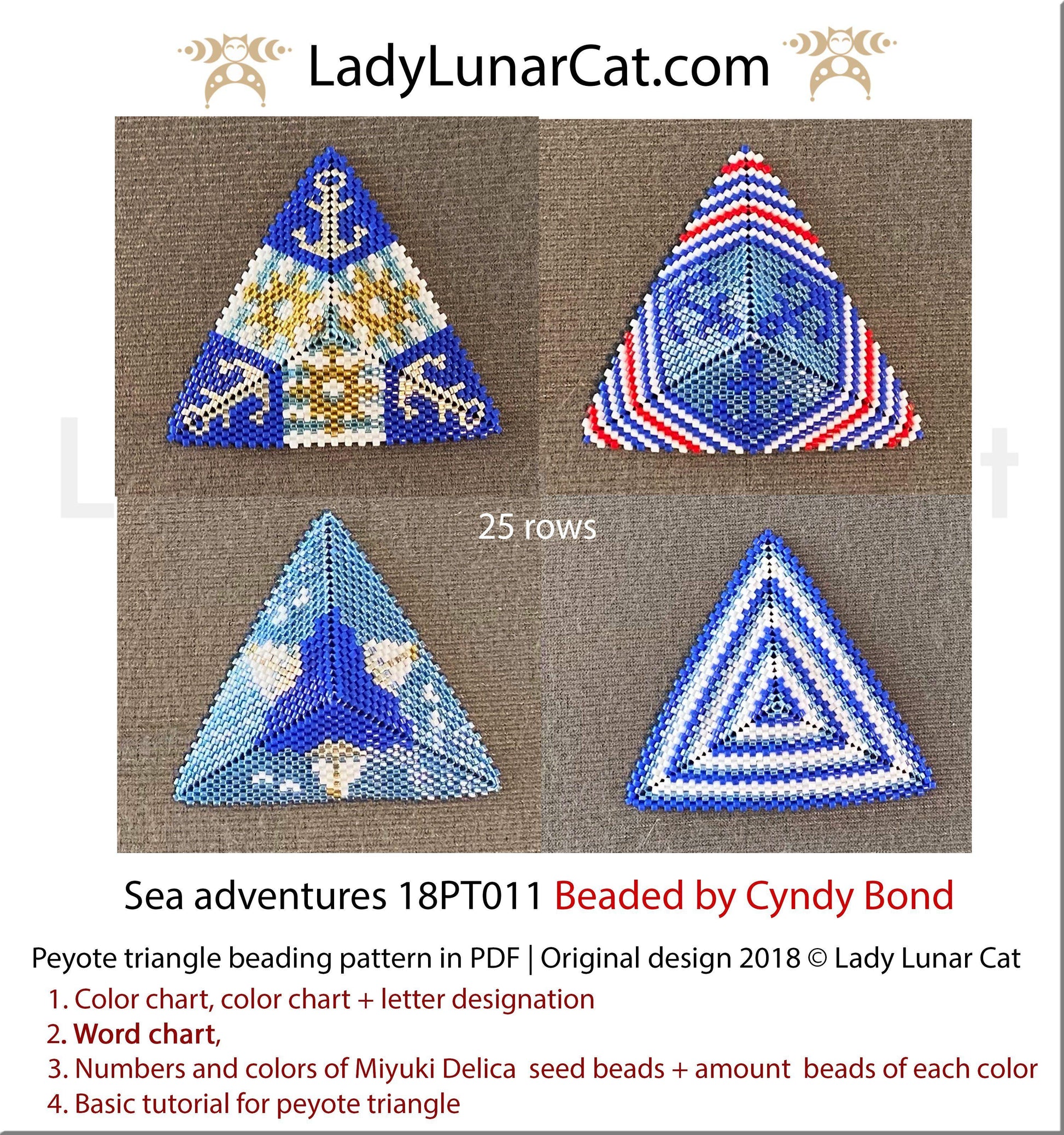 Peyote triangle pattern Sea adventures 18PT011 LadyLunarCat