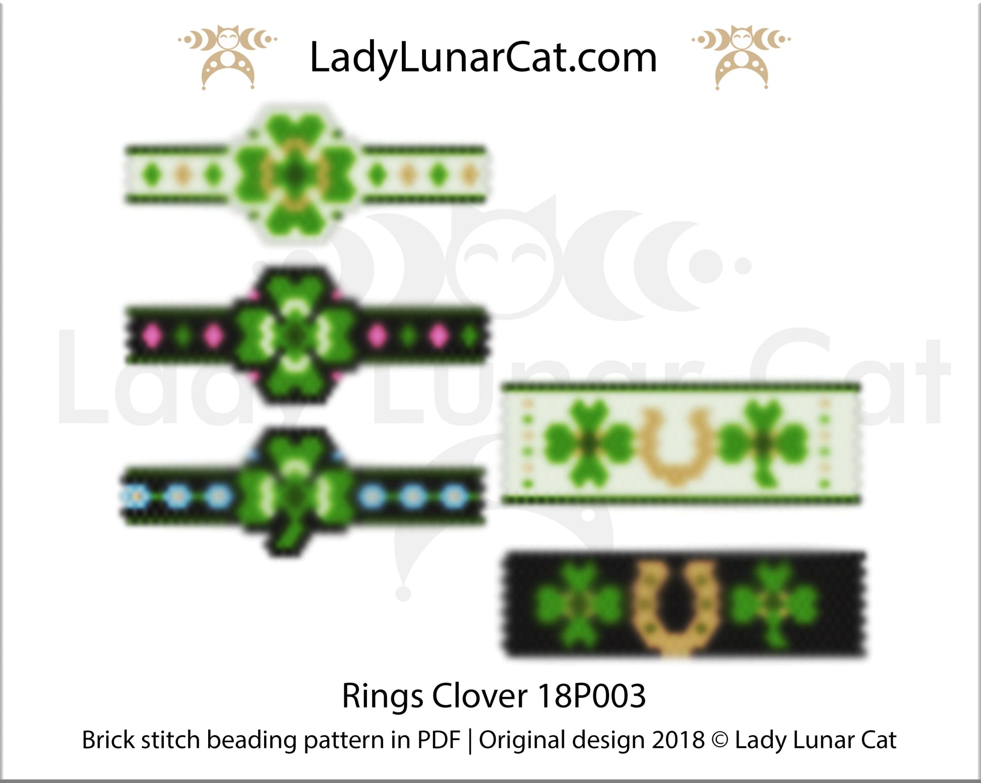 Peyote rings pattern for beading Clover 18P003 LadyLunarCat