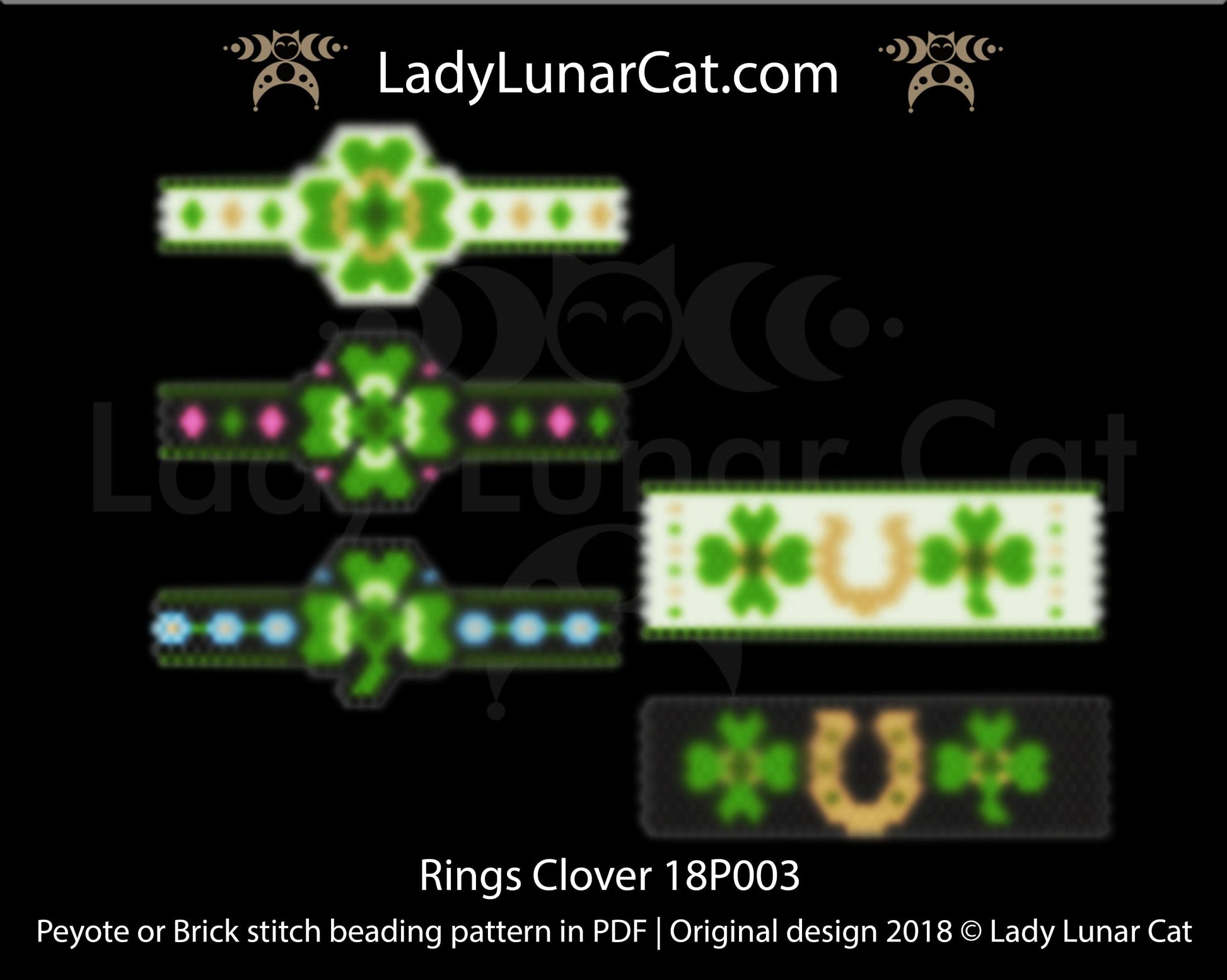 Peyote rings pattern for beading Clover 18P003 LadyLunarCat
