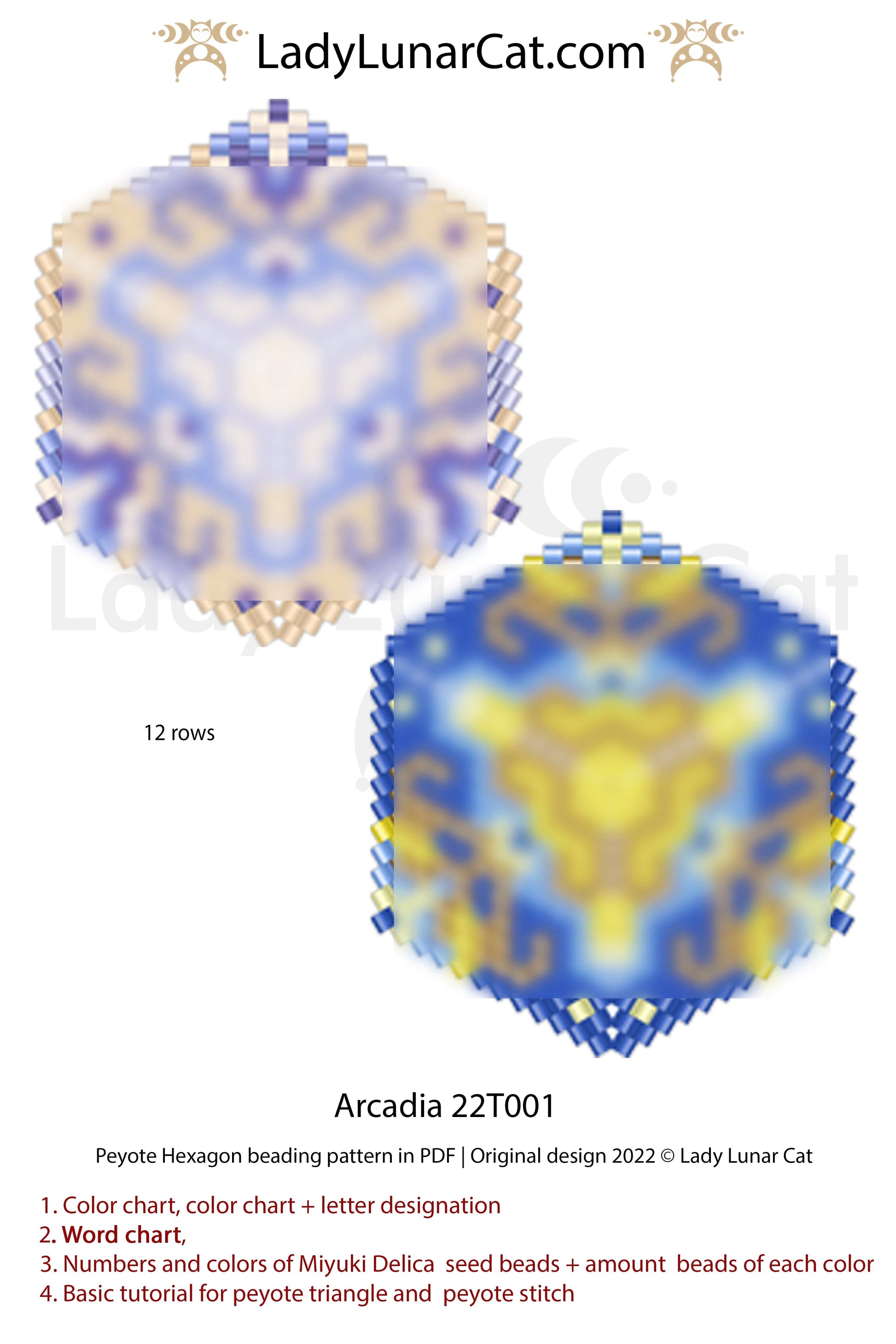 Peyote triangle pattern for beading Arcadia 22T001 LadyLunarCat