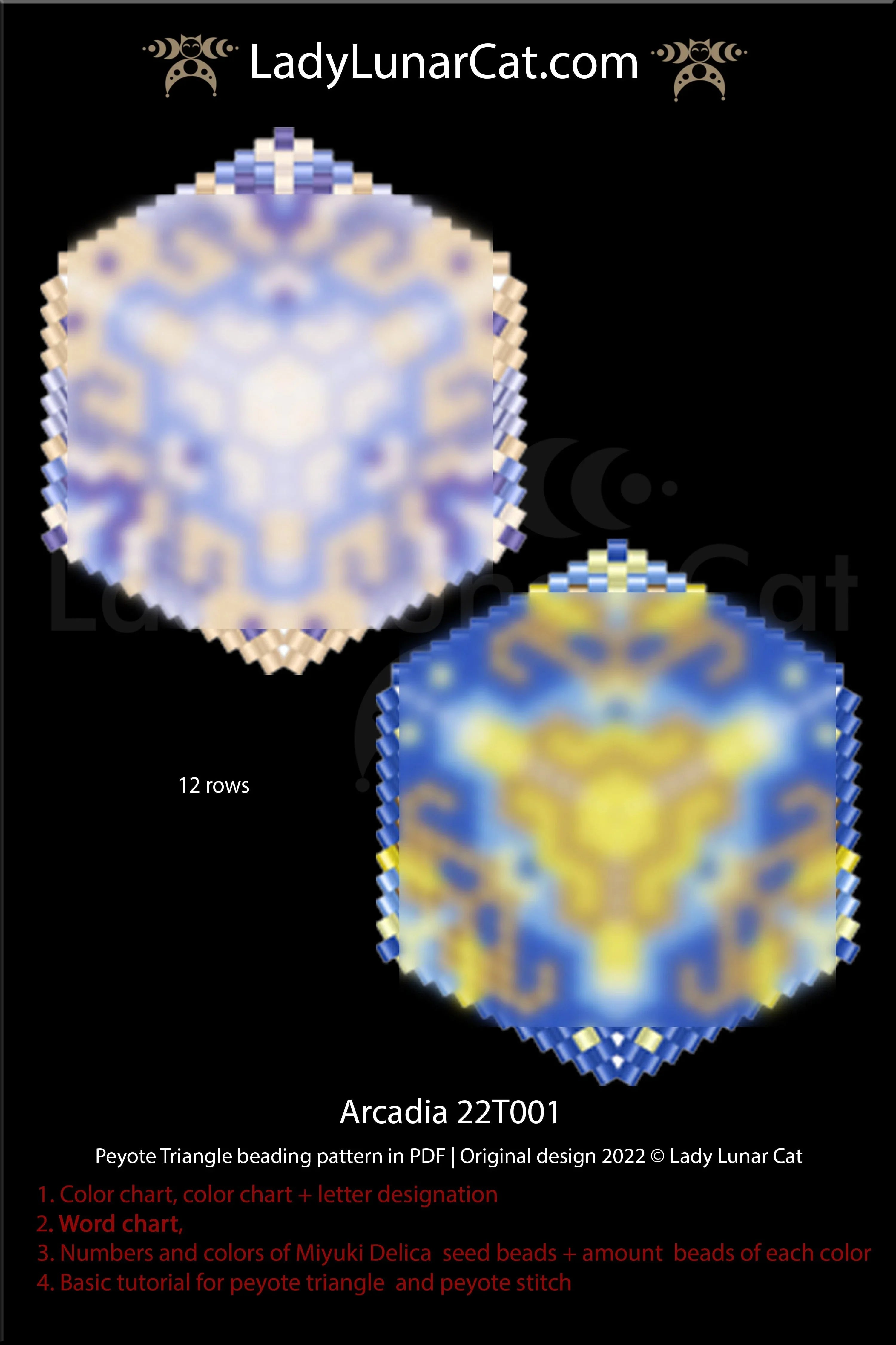 Beaded Arcadia geometric triangle pendant — peyote tutorial PDF professional level