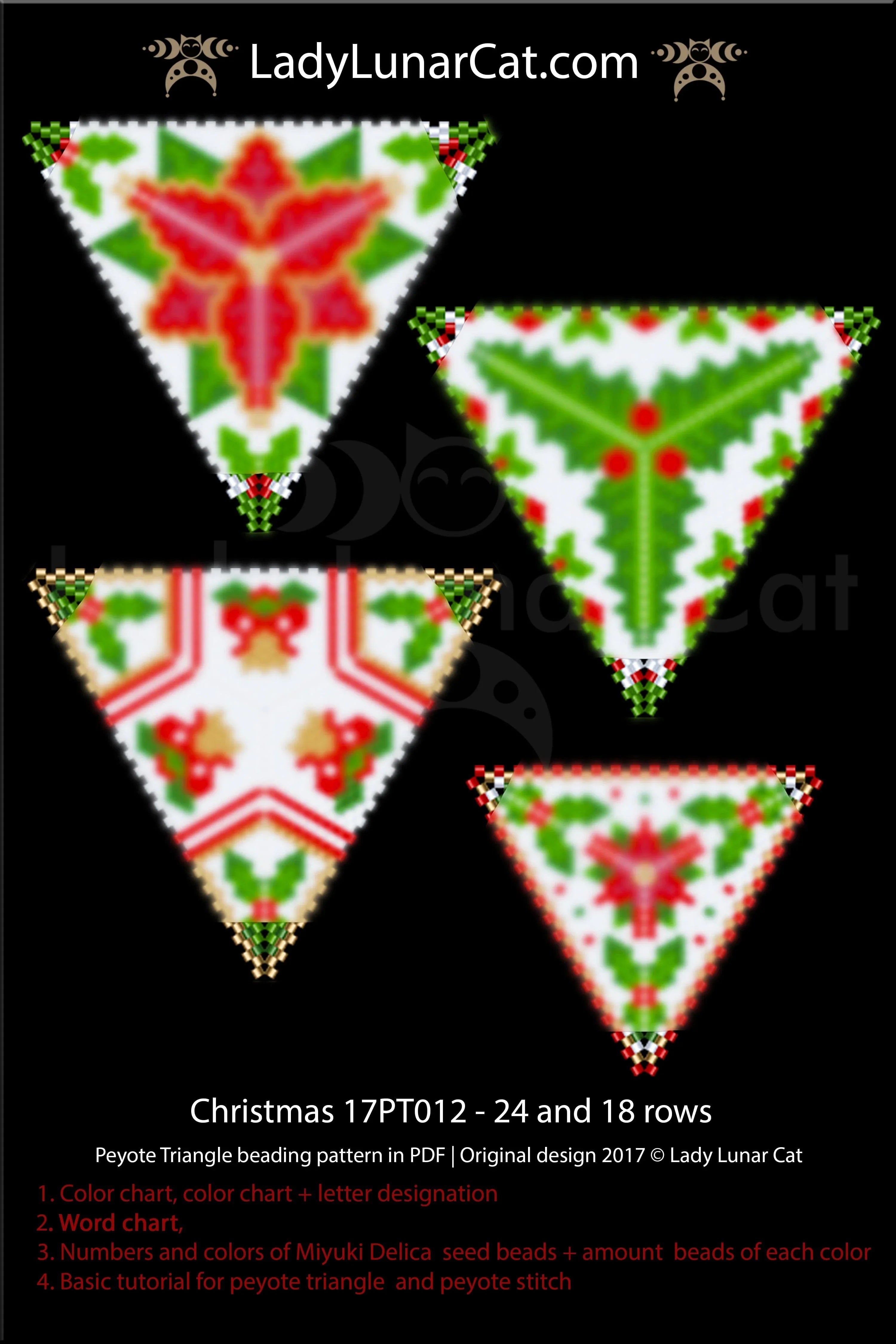 Beaded Christmas triangle ornaments — peyote bundle PDF professional level